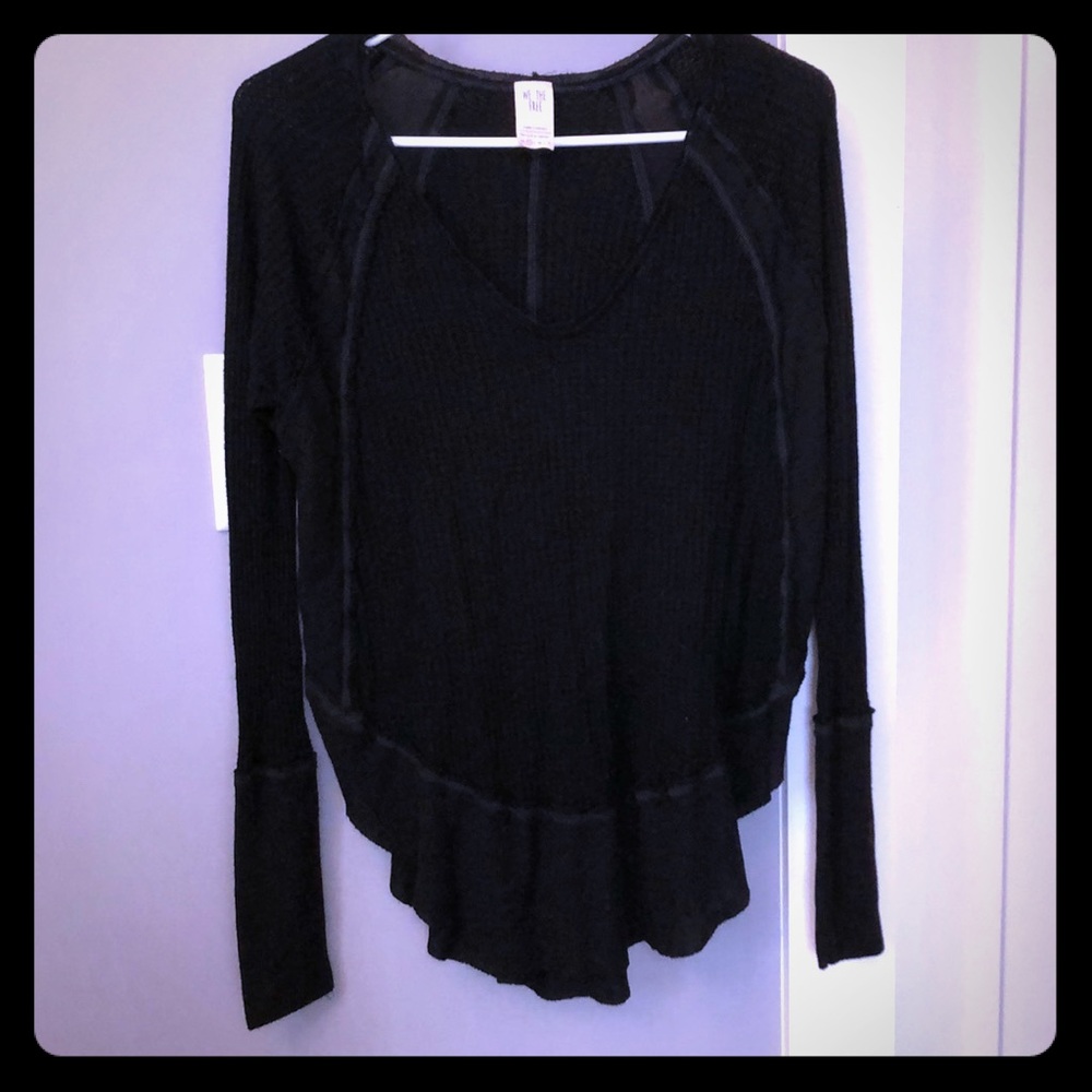 We the Free black long sleeve boho top.